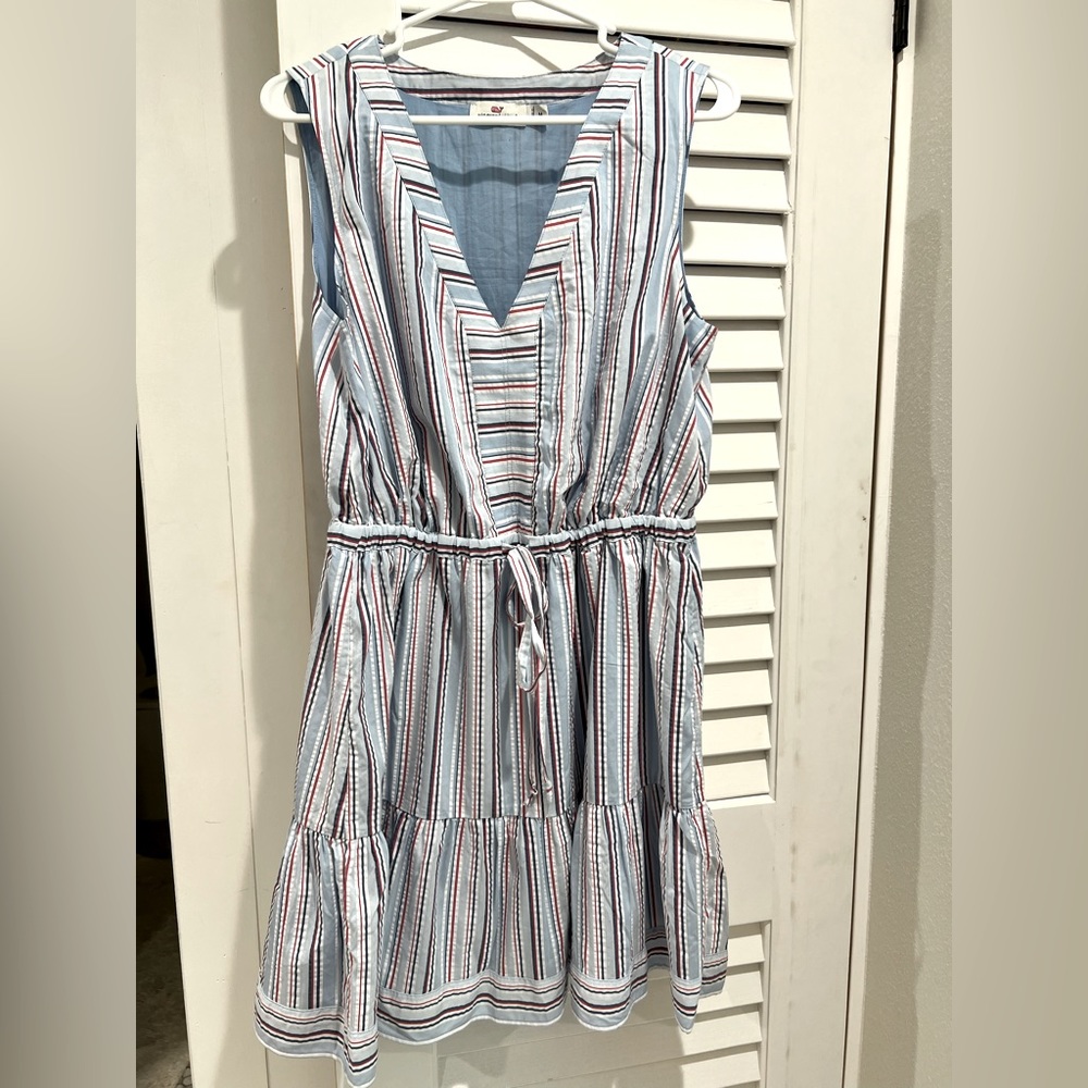 Vineyard Vines Striped Tiered Seersucker Dress